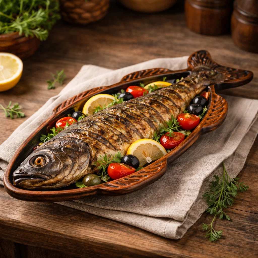 Platouri ceramica - platou-ceramica-nesmaltuita-forma-peste-37x15 - atelier49.ro