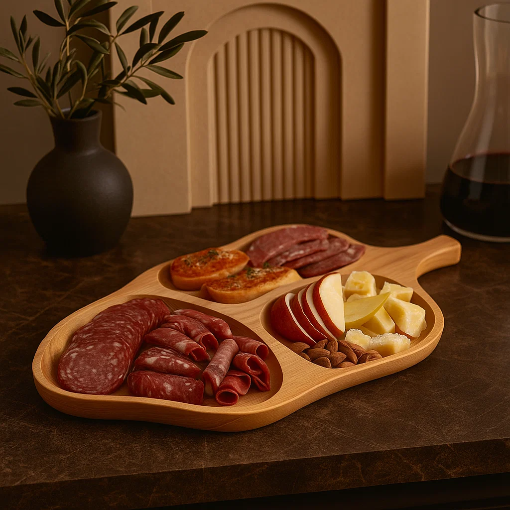 Platou rustic artizanal din lemn de fag, 53x27 cm, ideal pentru brânzeturi, mezeluri, fructe și aperitive. Calitate premium de la Atelier 49 [1]