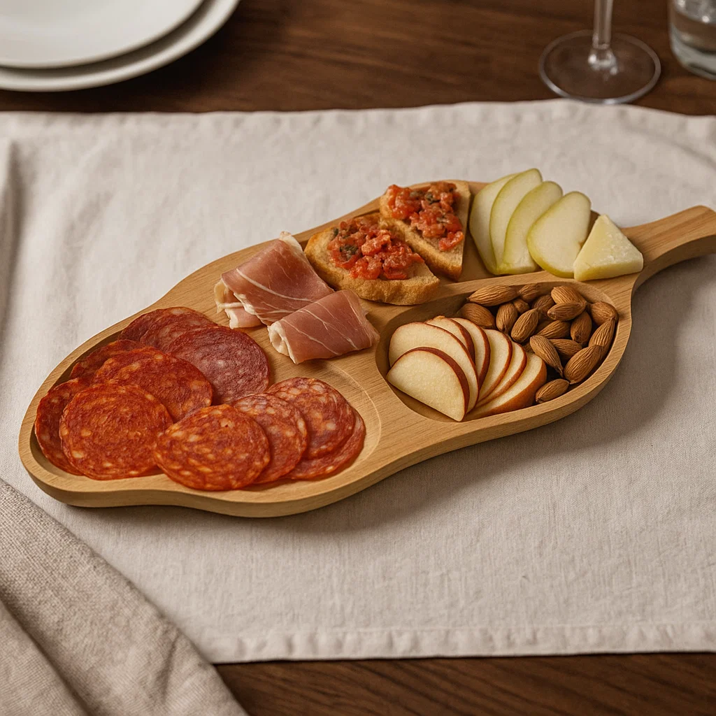 Platouri și tăvi din lemn - Platou rustic artizanal din lemn de fag, 53x27 cm, ideal pentru brânzeturi, mezeluri, fructe și aperitive. Calitate premium de la Atelier 49