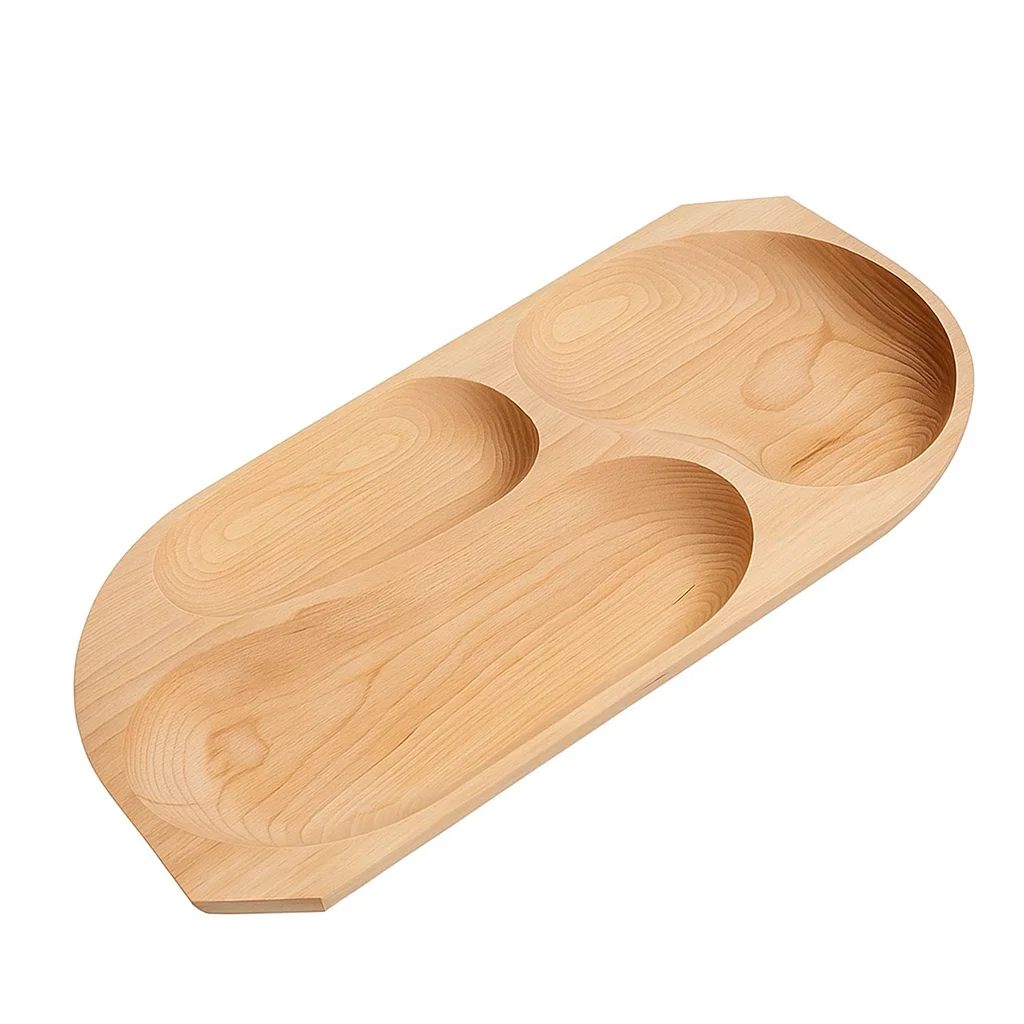 Platou din lemn cu 3 compartimente, fag, 43x23 cm [2]