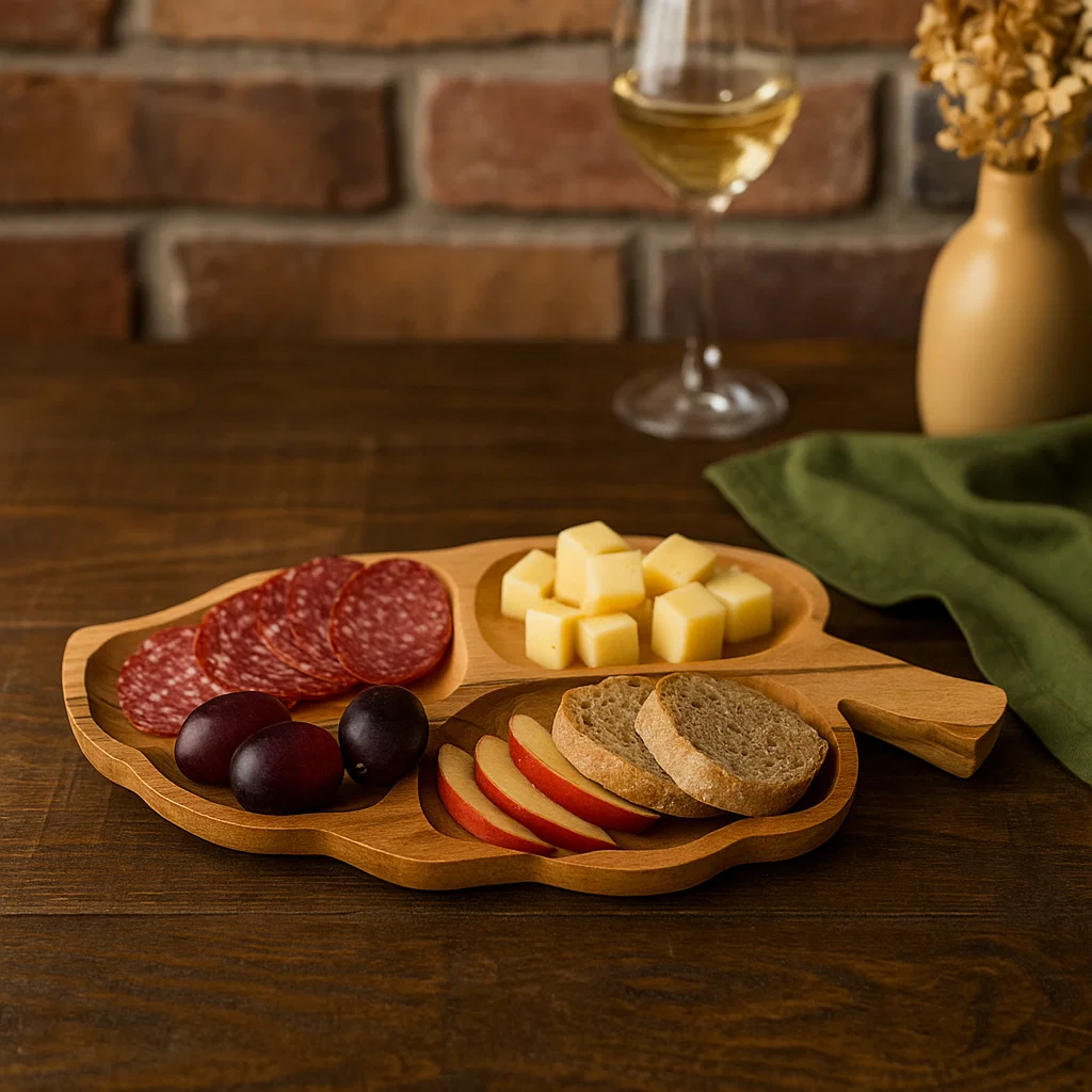 Platouri și tăvi din lemn - Platou rustic artizanal din lemn de fag, 53x27 cm, ideal pentru brânzeturi, mezeluri, fructe și aperitive. Calitate premium de la Atelier 49