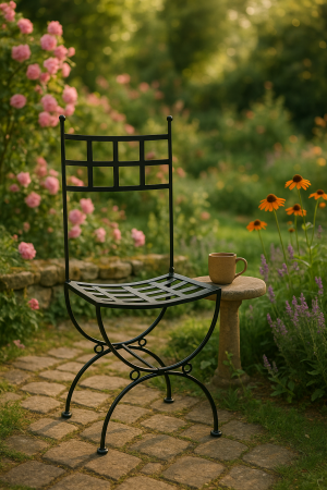 Fier Forjat - Scaun de Grădină din Fier Forjat, Negru, Vopsit Electrostatic - Arcadia | Atelier 49