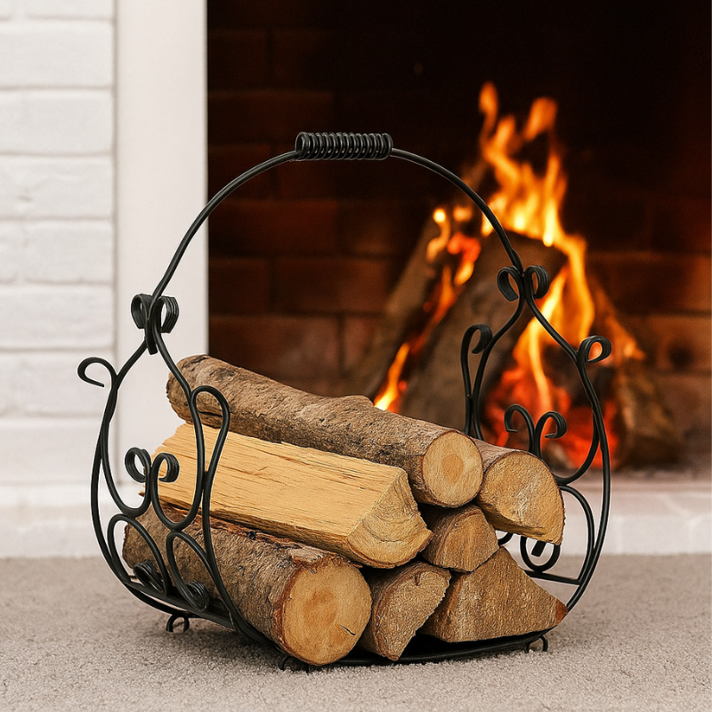 Fier Forjat - Coș pentru lemne de foc din fier forjat, model decorativ pentru șemineu - Dogor | Atelier 49