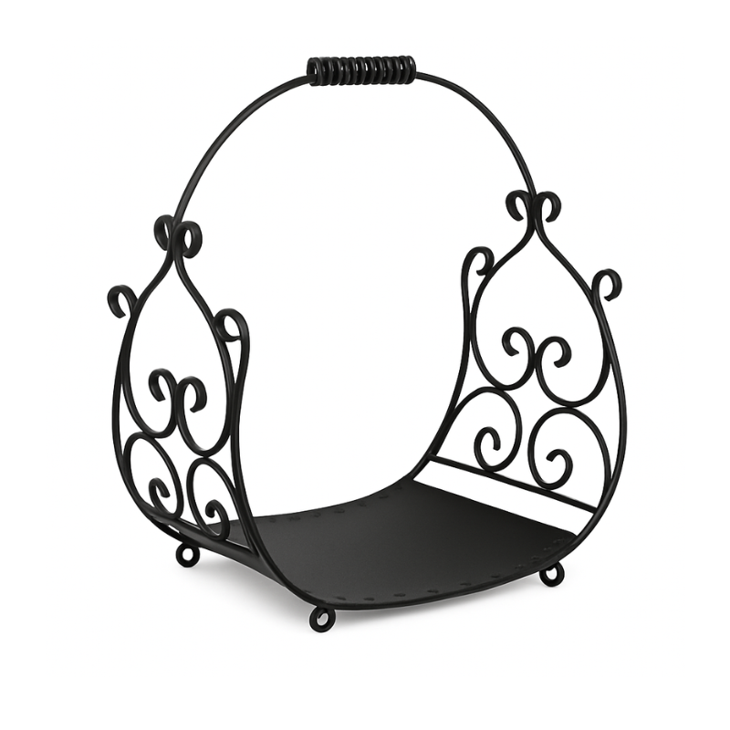 Coș pentru lemne de foc din fier forjat, model decorativ pentru șemineu - Dogor | Atelier 49 [2]