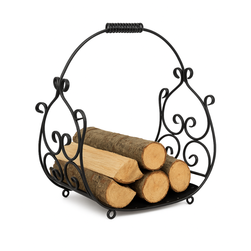 Coș pentru lemne de foc din fier forjat, model decorativ pentru șemineu - Dogor | Atelier 49 [1]