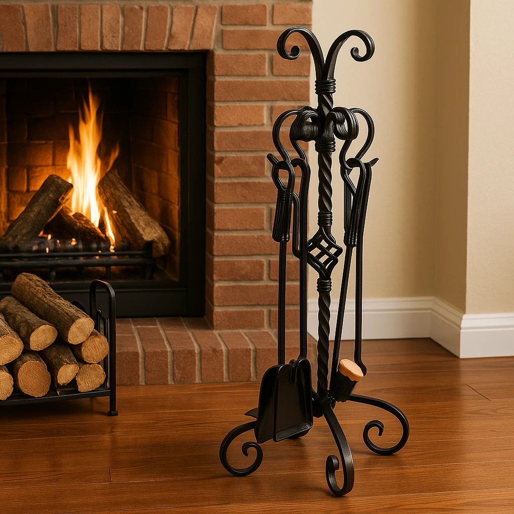 Fier Forjat - Set ustensile curățare șemineu sau sobă din fier forjat, negru, 71 cm – Jar | Atelier 49