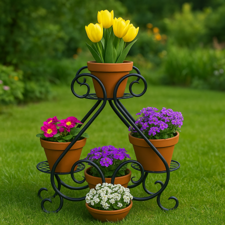 Suport de flori din fier forjat negru 83x83 cm - Flora | Atelier 49 [1]