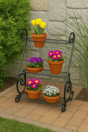 Suport metalic pentru flori din fier forjat negru 85x65x48 cm – Florys | Atelier 49 [1]