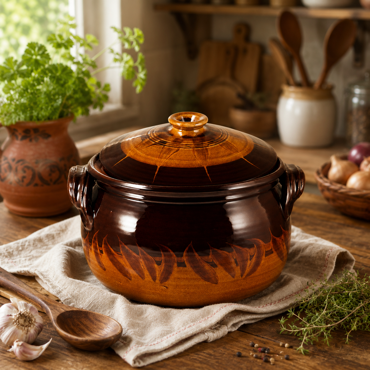 Oala ceramica pentru sarmale 12 litri - Gatit traditional la cuptor
