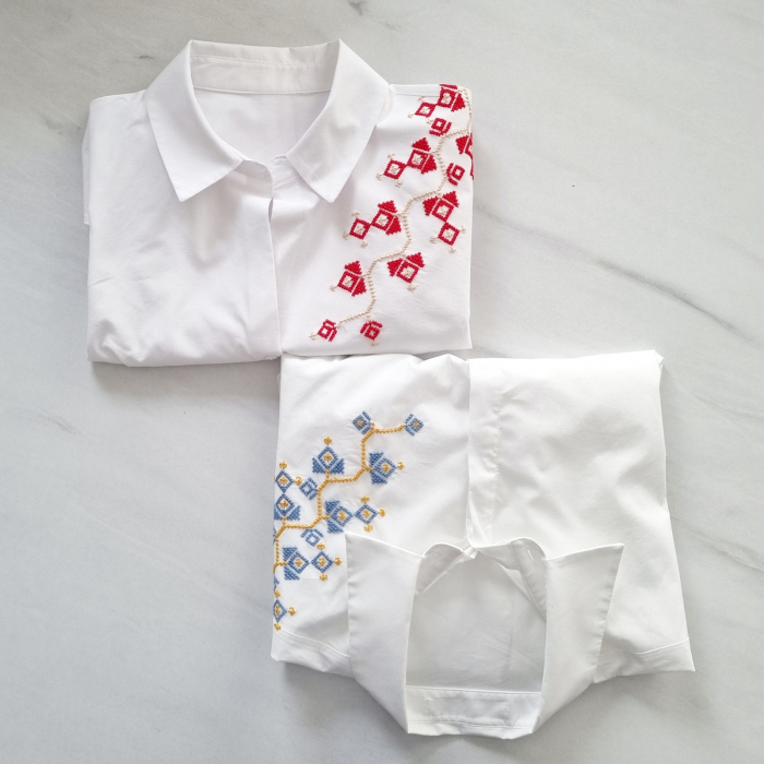 Camasa clasica, broderie "Albastrele" [3]