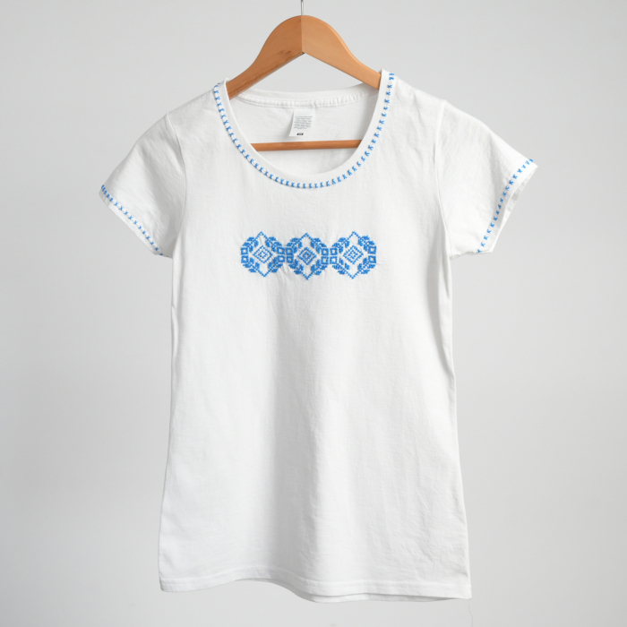 Tricou bumbac, model sfere albastre [5]