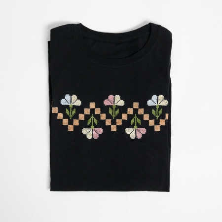 Tricou bumbac, model camp de flori [3]