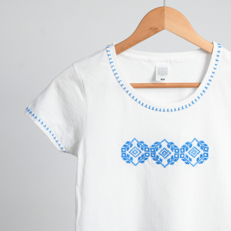 Tricouri Dama - Tricou bumbac, model sfere albastre