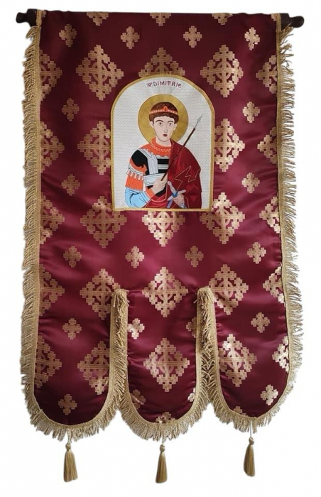 Prapor din brocard cu icoana brodata [2]
