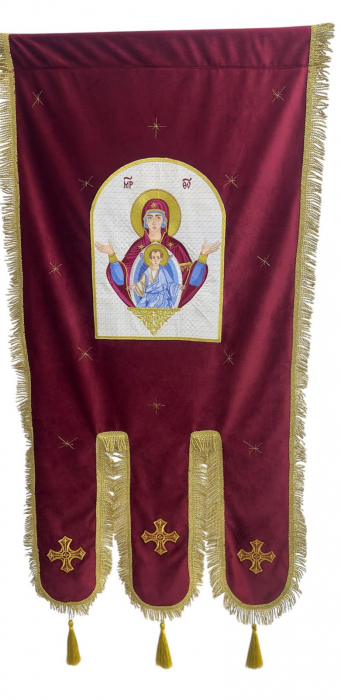 Prapor din catifea cu icoana brodata [4]