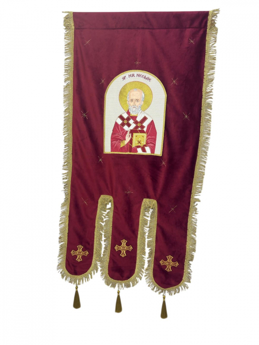 Prapor din catifea cu icoana brodata [3]