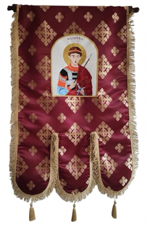 Prapor din brocard cu icoana brodata [1]