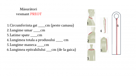 Modele broderie religioasa - Schita masuratori Preot / Diacon