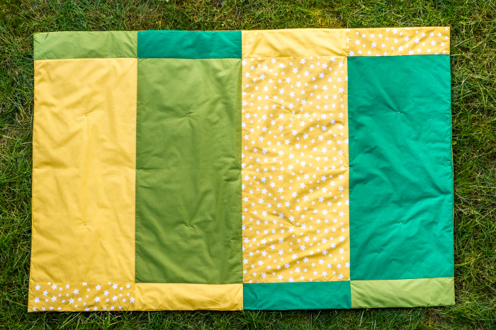 Paturica Matlasata de Bumbac Patchwork, 150x100, galben-verde [2]