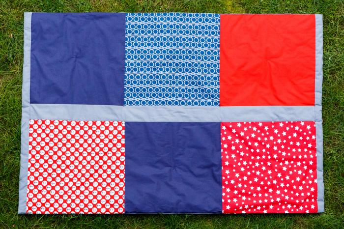 Paturica Matlasata de Bumbac Patchwork, 150x100, rosu-bleumarin [2]