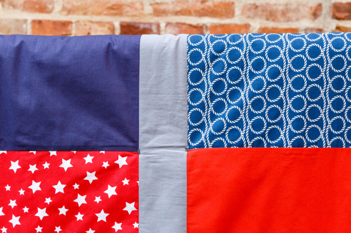 Paturica Matlasata de Bumbac Patchwork, 150x100, rosu-bleumarin [3]