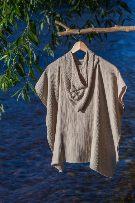Poncho Plaja de Muselina, 4 - 5 ani, 60 cm, bej [2]