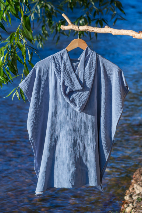 Poncho Plaja de Muselina, 6 - 8 ani, 70 cm, bleu [2]