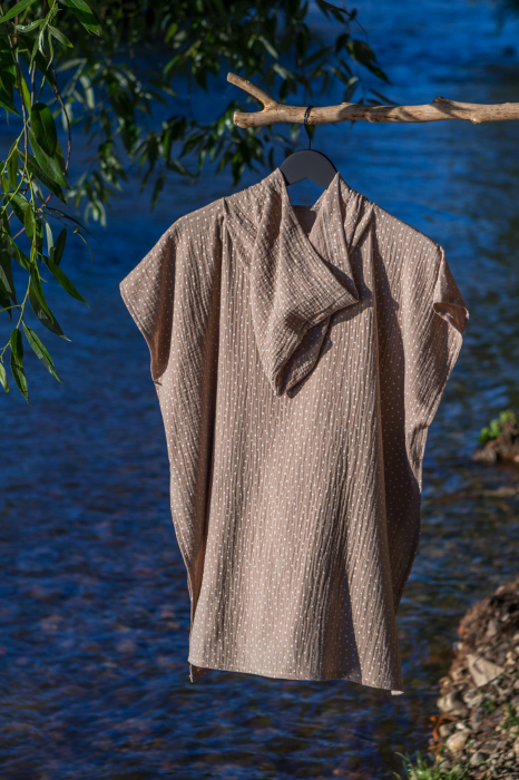 Poncho Plaja de Muselina, 9 - 11 ani, 75 cm, bej cu buline [2]