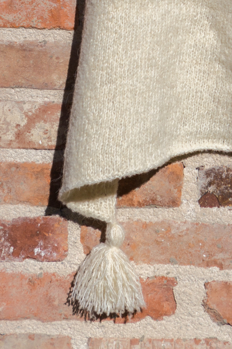 Poncho Tricotat Manual pentru Femei, alb [2]