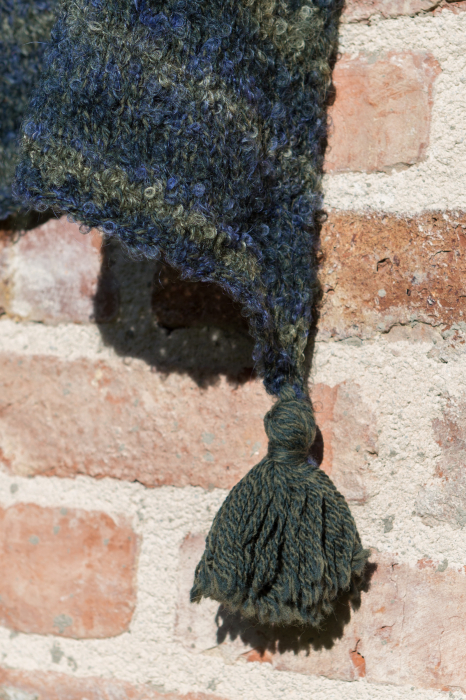 Poncho Tricotat Manual pentru Femei, bleumarin cu verde [2]