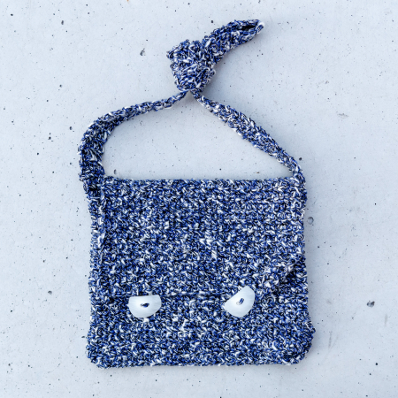 Gentute Crosetate - Gentuta Crosetata pentru Fete, 16x16 cm, Albastru cu Alb