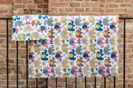 Lenjerii de Pat - Set de Lenjerie de Pat de Bumbac, 140x100cm, elefanti