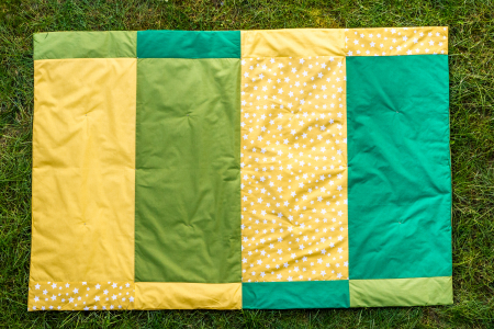 Paturica Matlasata de Bumbac Patchwork, 150x100, galben-verde [1]