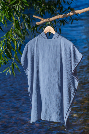 Poncho Plaja de Muselina Copii - Poncho Plaja de Muselina, 6 - 8 ani, 70 cm, bleu