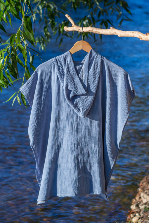 Poncho Plaja de Muselina, 6 - 8 ani, 70 cm, bleu [1]