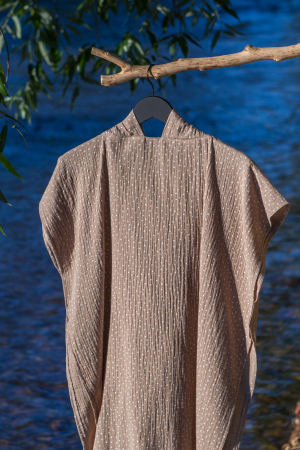 Poncho Plaja de Muselina Copii - Poncho Plaja de Muselina, 9 - 11 ani, 75 cm, bej cu buline