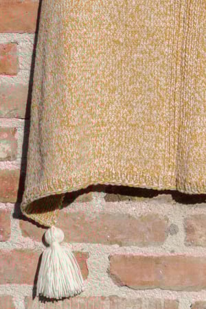 Poncho Tricotat Manual pentru Femei, galben [2]