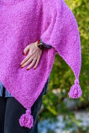 Poncho Tricotat Manual pentru Femei, lila [1]
