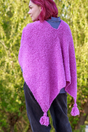 Poncho Tricotat Manual pentru Femei, lila [2]