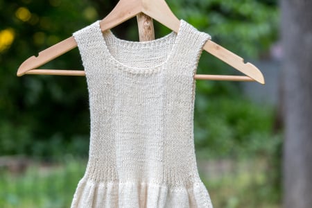 Rochie Tricotata Manual, 5 ani, alb unt cu buzunare [1]