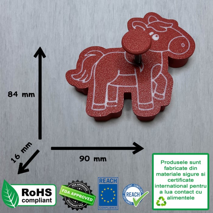 CookieStamp - Cal, 84x90x16 mm - Cookie Cutter Decorativ pentru Aluat, Ștampilă pentru Biscuiți Unicat - Ideal pentru copii [10]