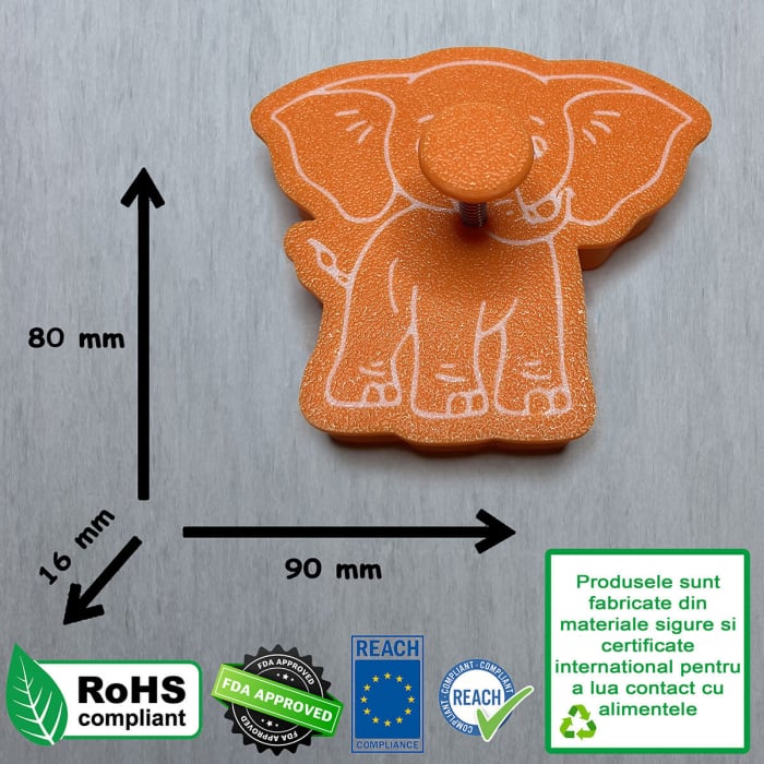CookieStamp - Elefant, 80x90x16 mm - Cookie Cutter Decorativ pentru Aluat, Ștampilă pentru Biscuiți Unicat - Ideal pentru copii [10]