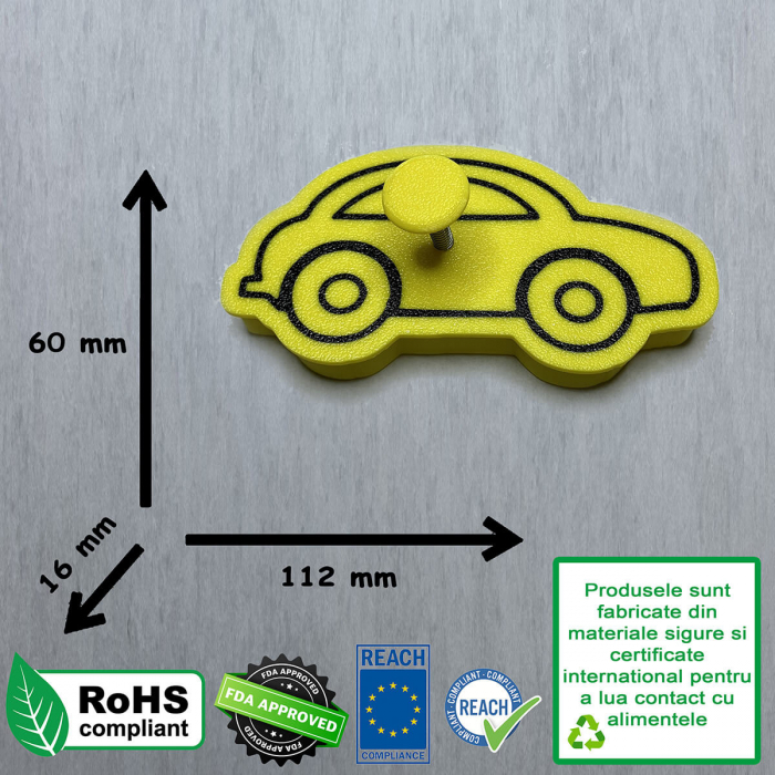 CookieStamp - Masina Taxi, 60x112x16 mm - Cookie Cutter Decorativ pentru Aluat, Ștampilă pentru Biscuiți Unicat - Ideal pentru copii [10]
