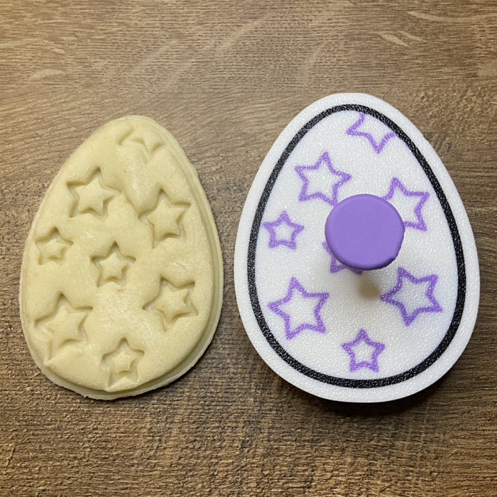 CookieStamp - Ou cu Stelute, 88x66x16 mm - Cookie Cutter Decorativ pentru Aluat, Ștampilă pentru Biscuiți Unicat - Ideal pentru copii [6]