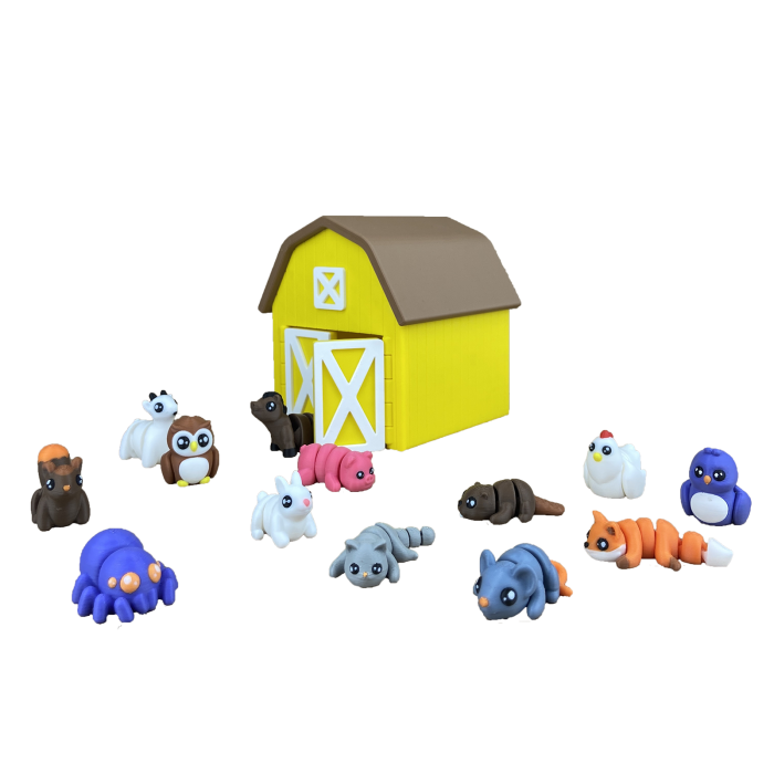 Ferma Animalelor - Hambar Galben cu Animăluțe Zigluti - (Set 10/20 pcs) - Jucării Flexibile 3D | Figurine Interactive pentru Copii | Cadou Distractiv & Educativ | Material PLA Sigur [3]