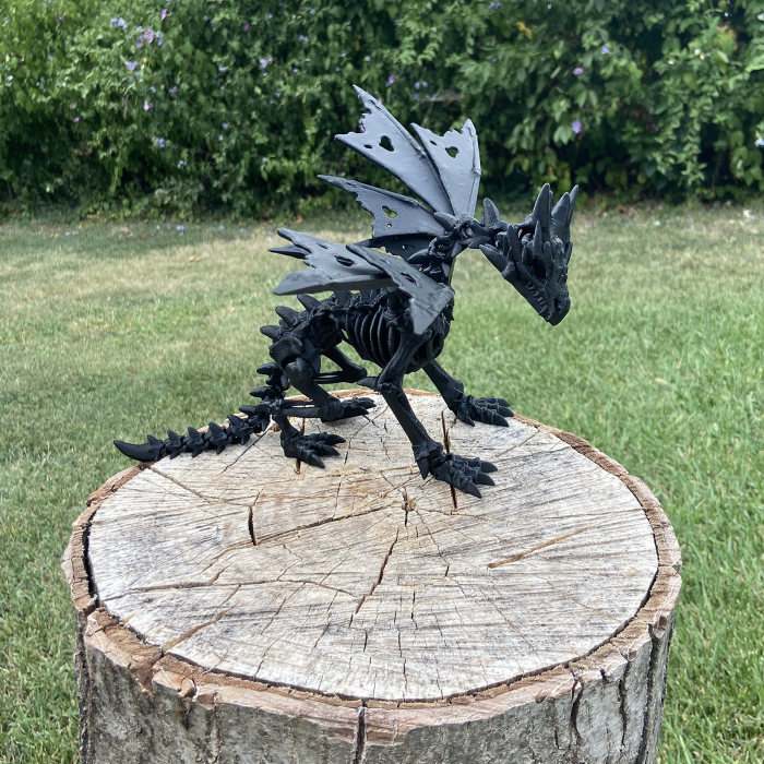 Figurina Dragon Negru, 34 cm, Jucarie 3D Articulata, Plastic [5]