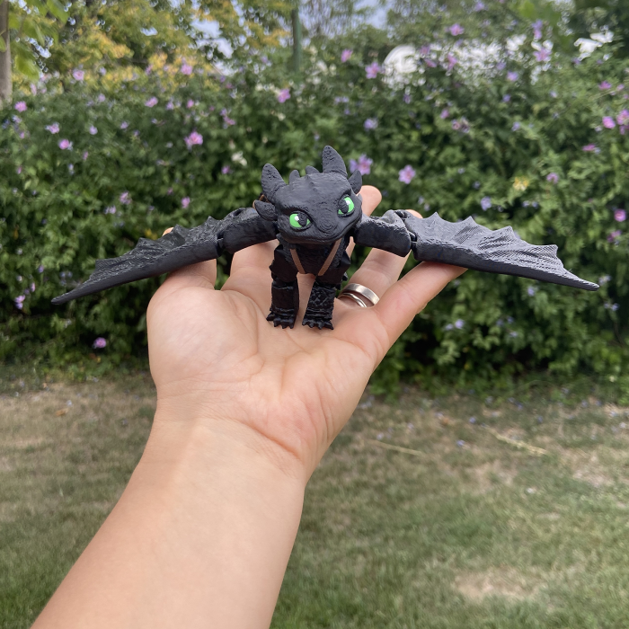 Figurina Dragon Toothless, 19 cm, Jucarie 3D Articulata, Plastic [2]