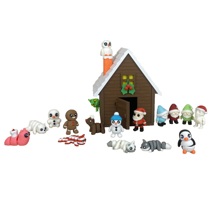 Căsuța de la Polul Nord - Plină cu Zigluti de Crăciun - (Set 10 pcs) - Jucării Flexibile 3D | Figurine Interactive pentru Copii | Cadou Distractiv & Educativ | Material PLA Sigur [1]