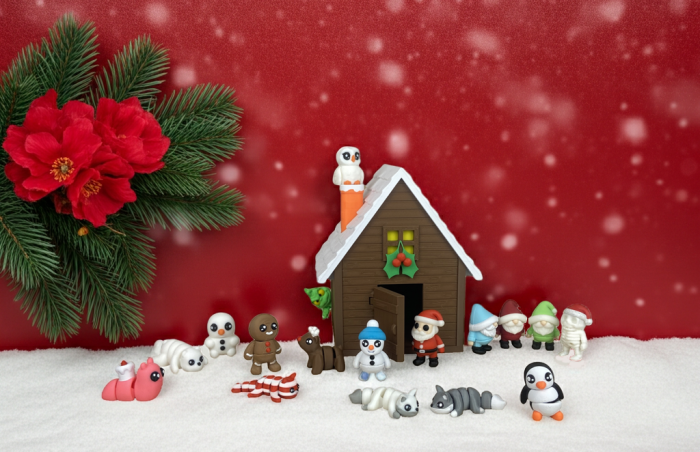 Căsuța de la Polul Nord - Plină cu Zigluti de Crăciun - (Set 10 pcs) - Jucării Flexibile 3D | Figurine Interactive pentru Copii | Cadou Distractiv & Educativ | Material PLA Sigur [2]