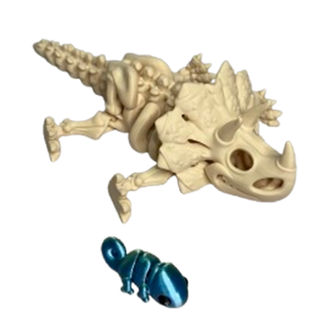 Jucărie Flexibilă, Schelet Triceratops cu mini-Ziglut, Dinozauri, Alb Os, 22 cm [4]